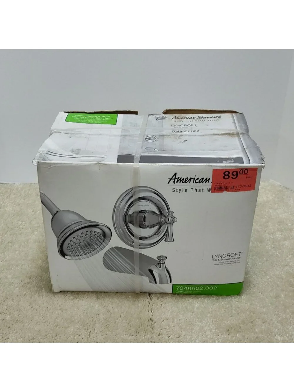 American Standard Lyncroft Tub & Shower Faucet Set Chrome Finish 7049502.002 NIB